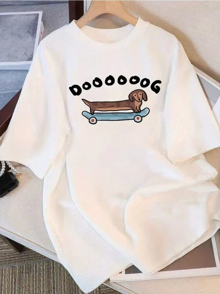 Dachshund Skateboarding Design Shirt