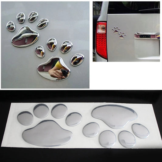 3D Paw Print Car Stickers, Set of 2