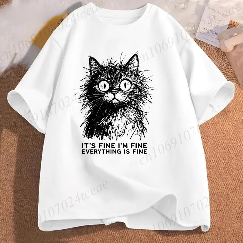 Everything Is Fine Cat T-Shirt