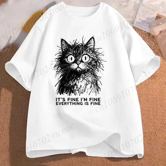 Everything Is Fine Cat T-Shirt