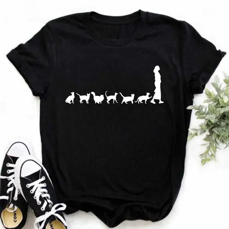 เสื้อยืดลายแมวน่ารัก