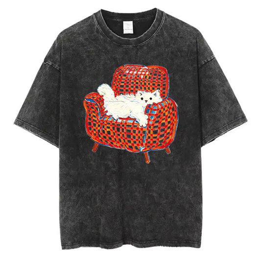 Cat Vintage Washed T-Shirt