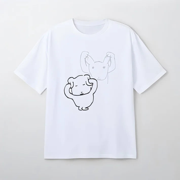 Unisex Dog and Cat Sketch Graphic Cotton T-Shirt