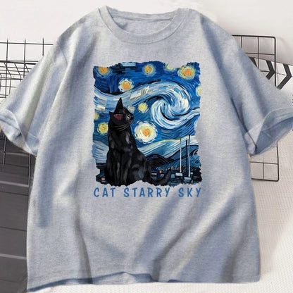 Black Cat "Starry Sky Night" T-Shirt