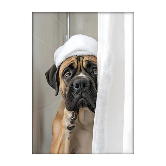 Cute Shower Dogs Towel Wall Art