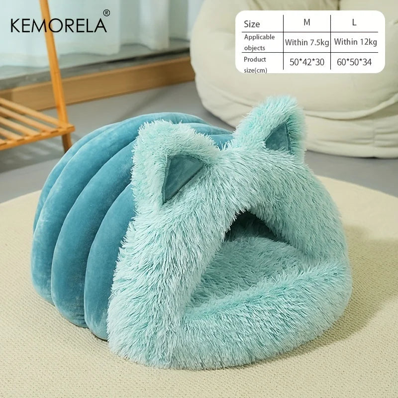 Enclosed Pet Bed Winter Plush