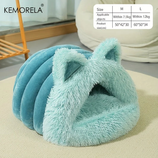 Enclosed Pet Bed Winter Plush