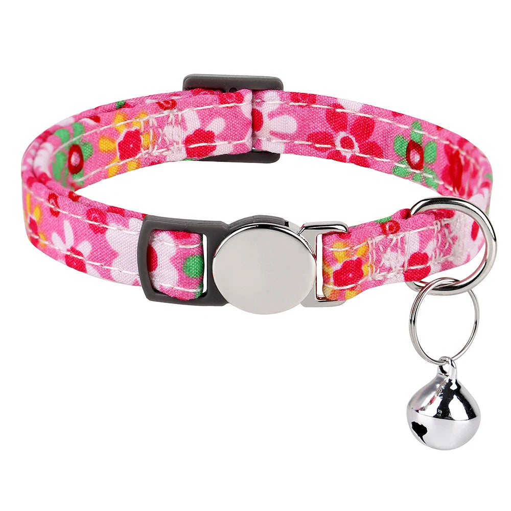 Floral Cat Collar with Bell
