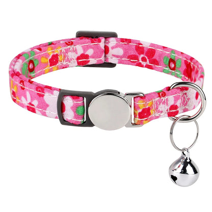 Floral Cat Collar with Bell