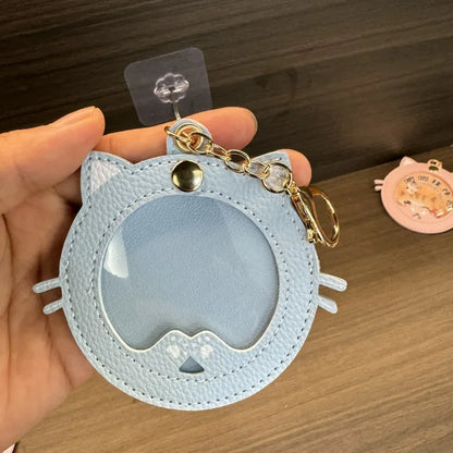 Pendentif de sac photo en cuir chat