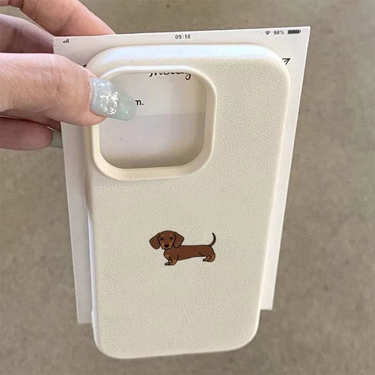 ミニマリストダックスフント犬電話ケース
