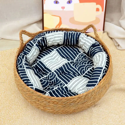 Rattan Weaving Cat Basket Pet