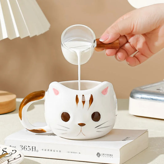 Embossed Ceramic Cat Mug