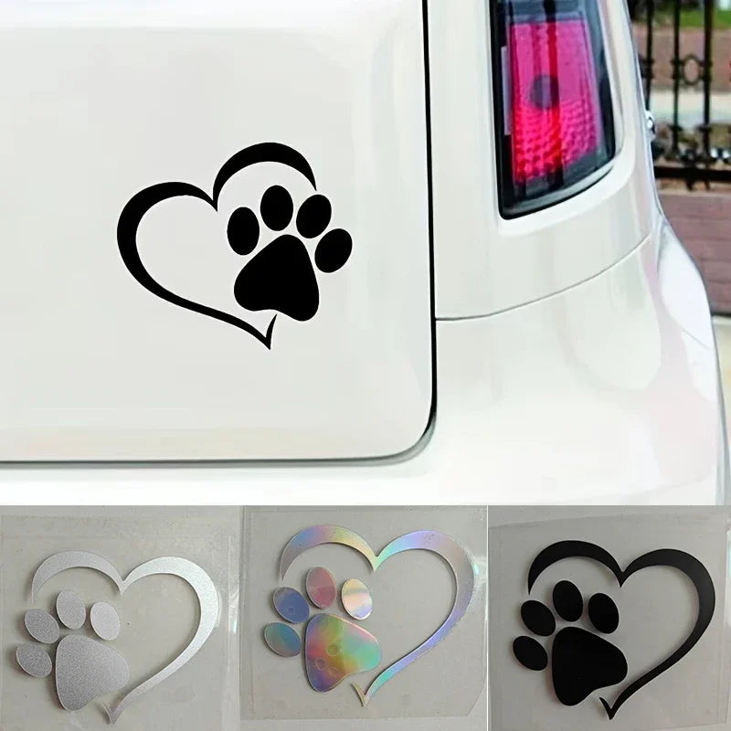 Heart Paw Print Car Decal