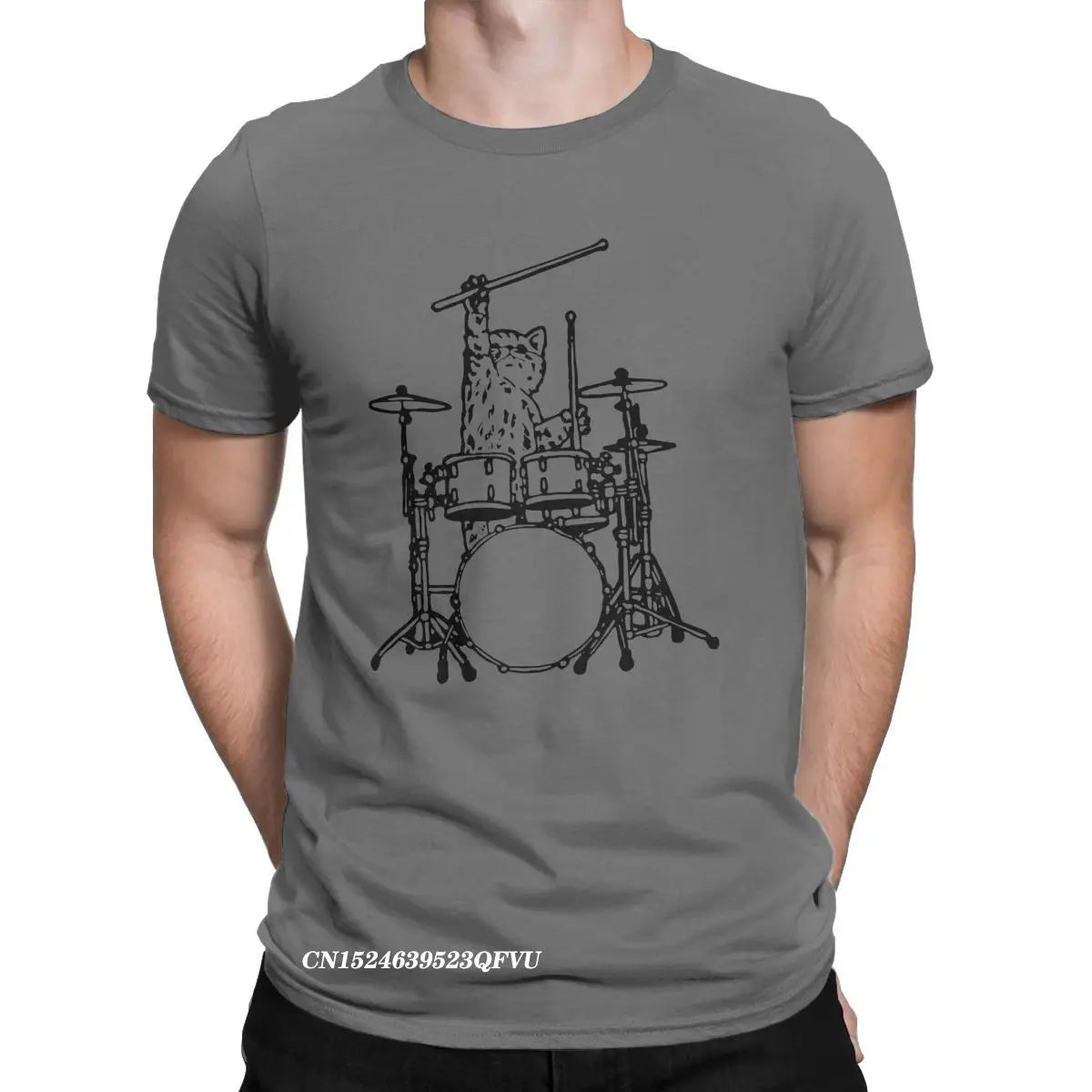 Cat Playing Drums Fun Shirt
