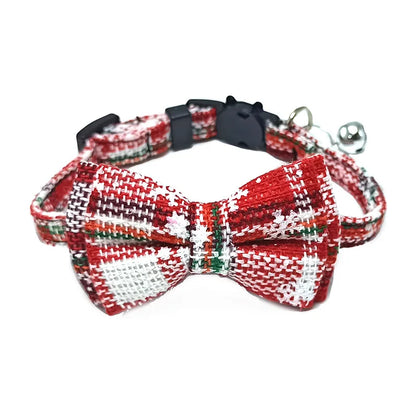 Cute Plaid Pet Collar with Bow Tie & Bell