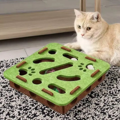 Pet Cat Puzzle Maze Holes Toy (Felt)