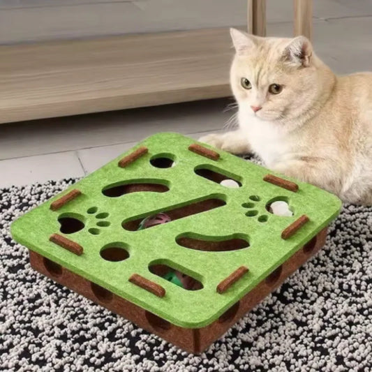 Pet Cat Puzzle Maze Holes Toy (Felt)
