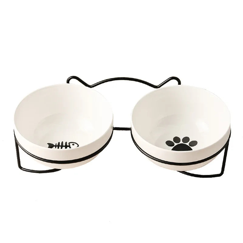 Double Premium Cat Bowl Ceramic