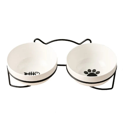 Double Premium Cat Bowl Ceramic