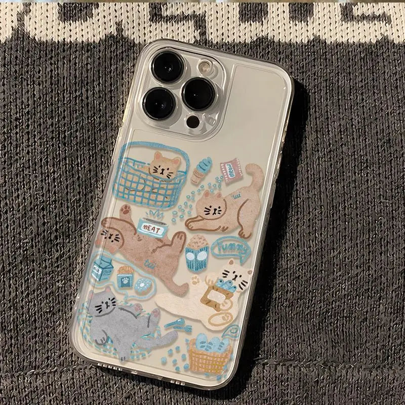 Cartoon Cat Transparent iPhone Case