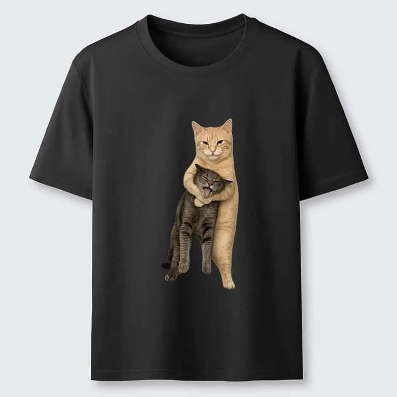Unisex Hugging Cats Graphic Cotton T-Shirt