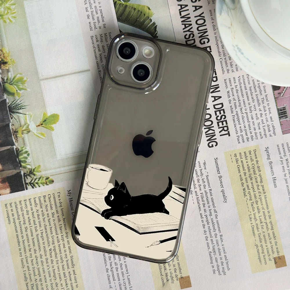 Cartoon Black Cat iPhone Case