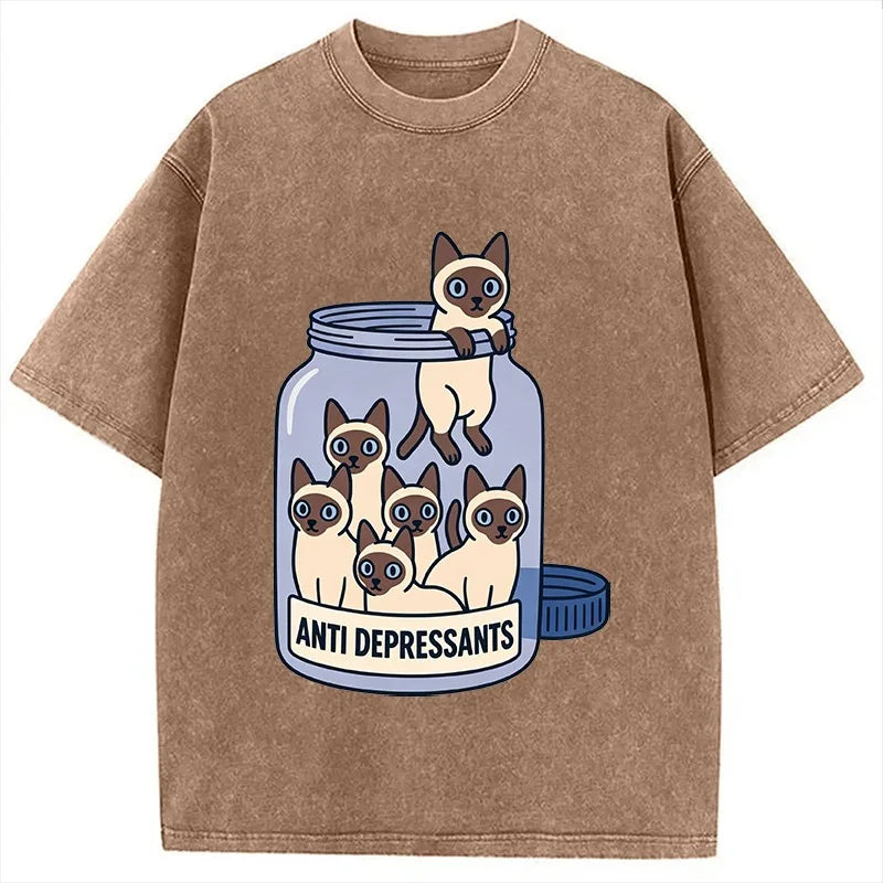 Cute Siamese Washed T-Shirt