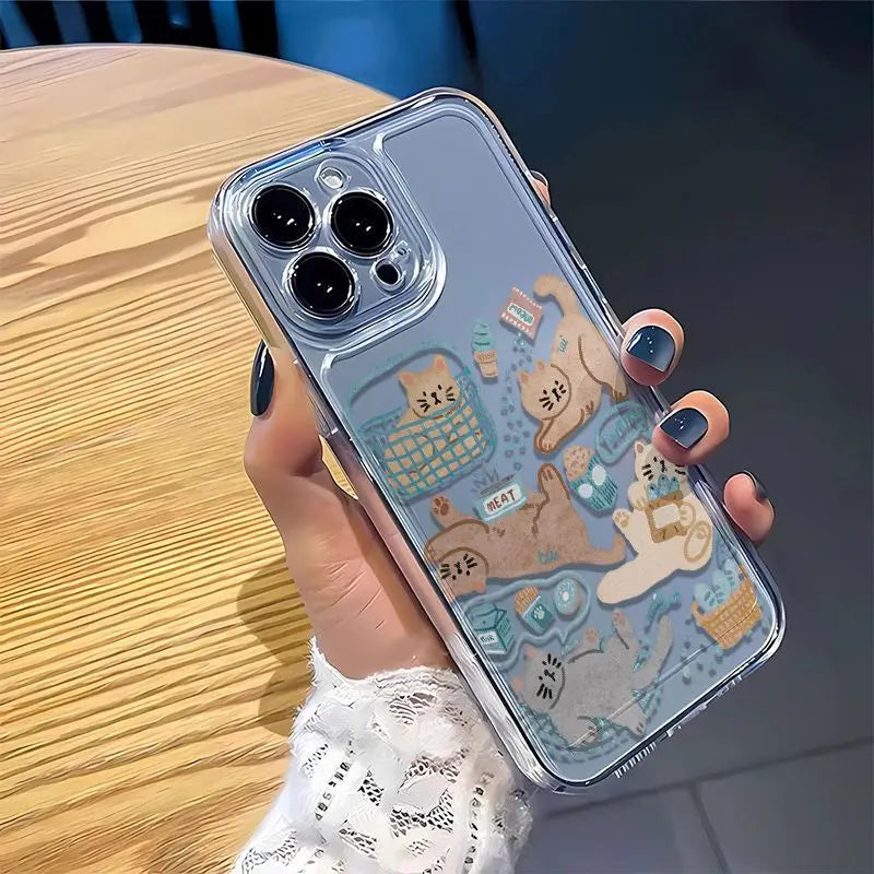 Cartoon Cat Transparent iPhone Case