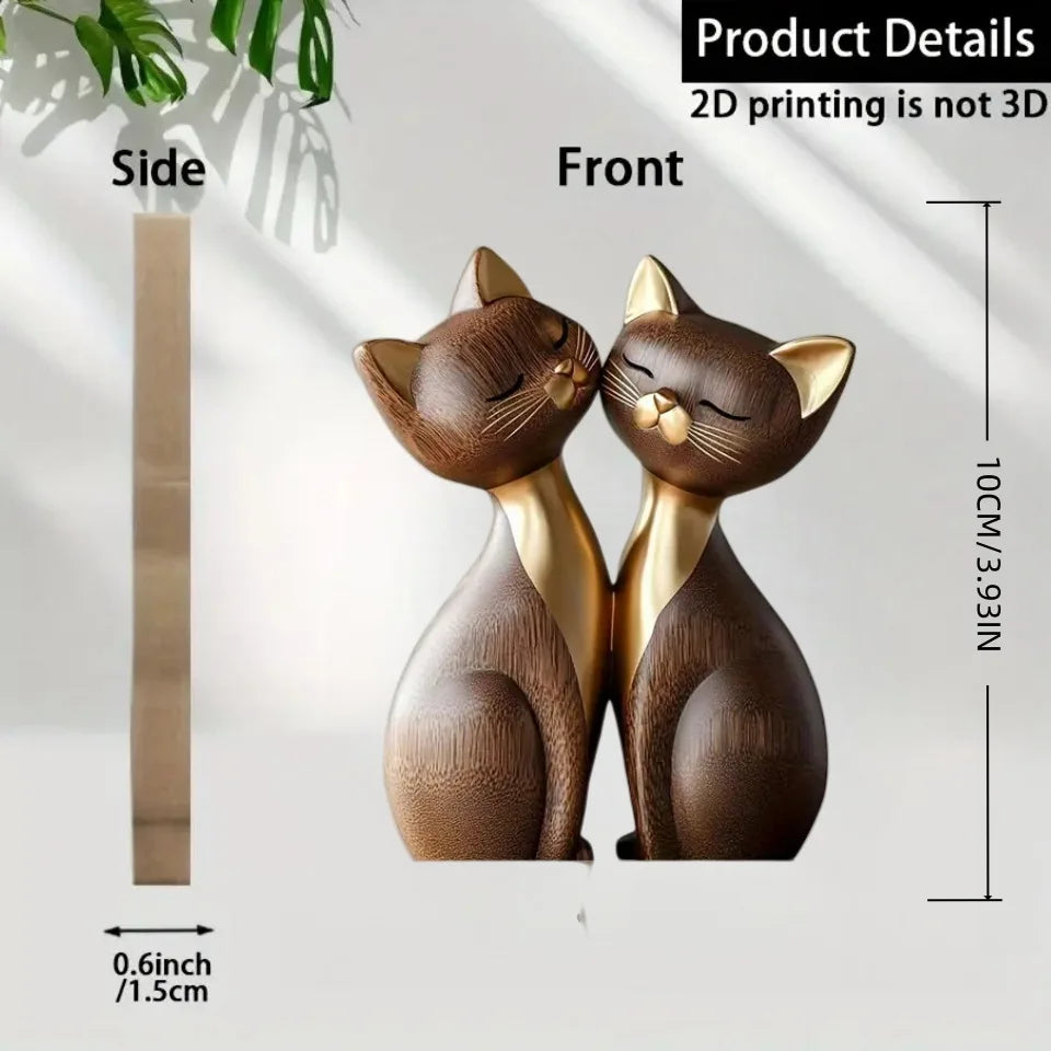 Wooden Kitten Couple Sculpture