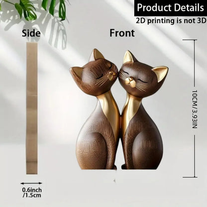 Wooden Kitten Couple Sculpture