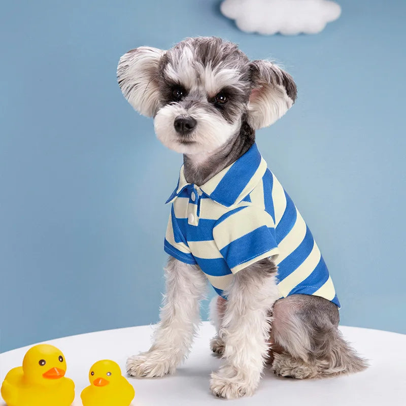 Striped Dog Polo Shirt with Short Sleeves