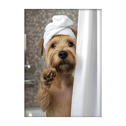 Art mural mignon de serviette de chiens de douche