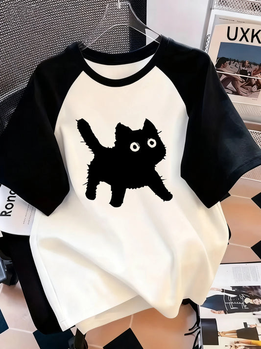 Black Cat Retro T-Shirt
