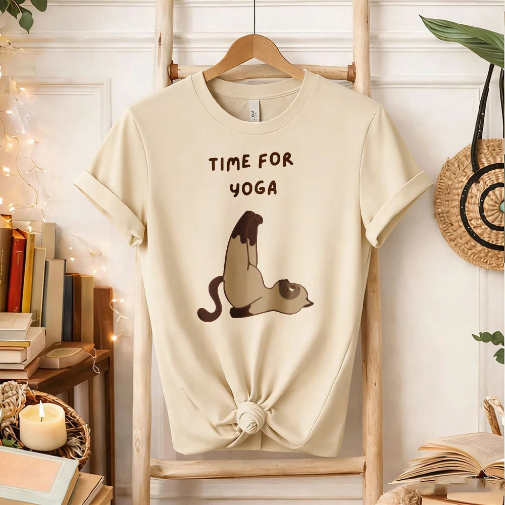 Women's Time for Yoga Siamese Cat T-Shirt