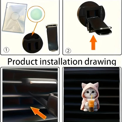 Cute Hooded Cat Air Vent Clips