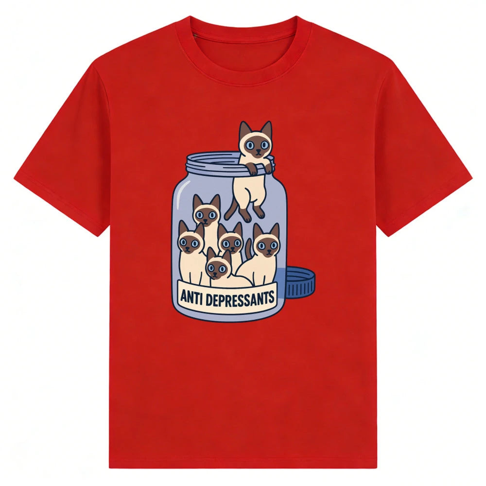 Siamese Cat Jar "Anti Depressants" Cotton Shirt