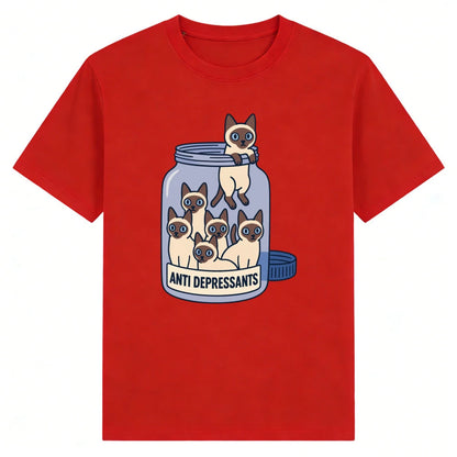 Siamese Cat Jar "Anti Depressants" Cotton Shirt