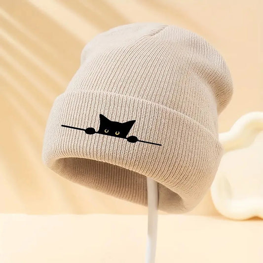 Warm Knitted Beanie Cat