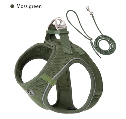 Reflective Mesh Dog Harness and Leash Set