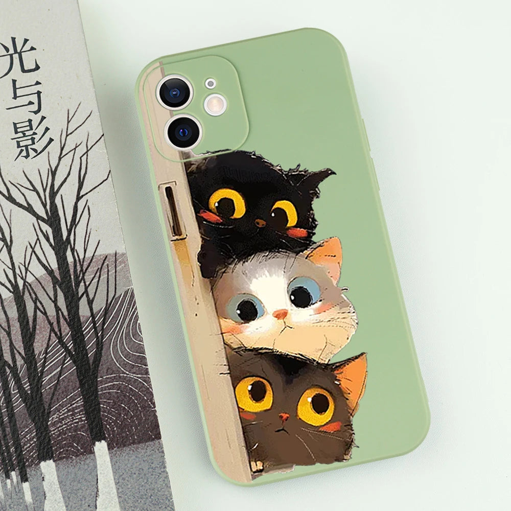 Cartoon Cat Printed iPhone Case