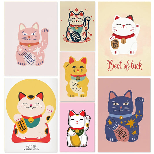 Lucky Cat Art Poster Canvas