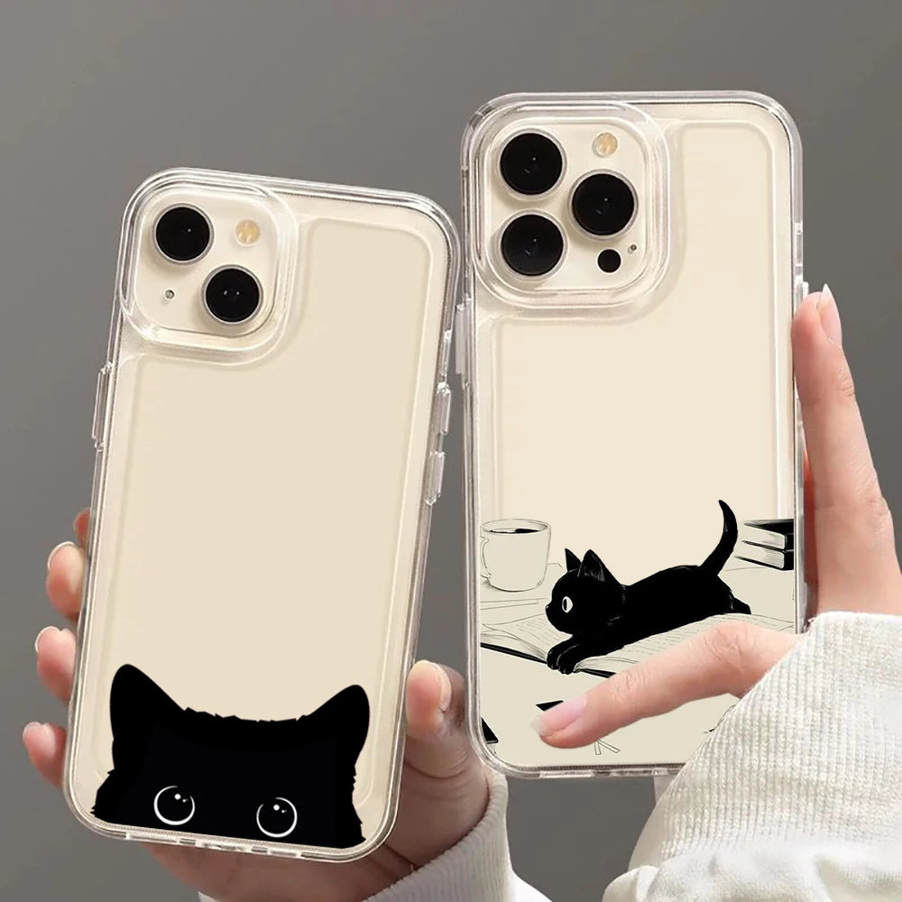 Cartoon Black Cat iPhone Case