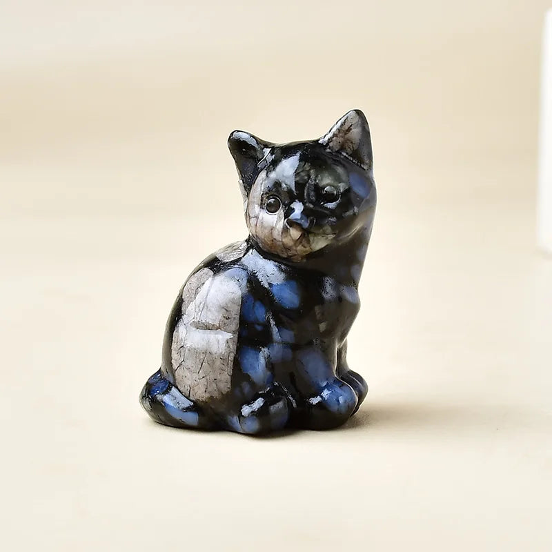 Crystal Carved Cat Decor