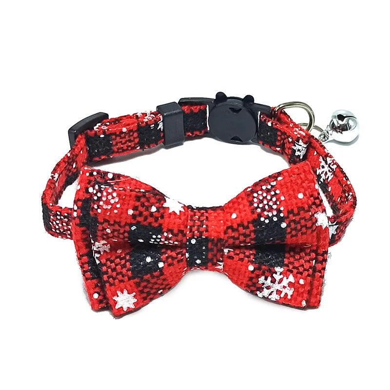 Cute Plaid Pet Collar with Bow Tie & Bell