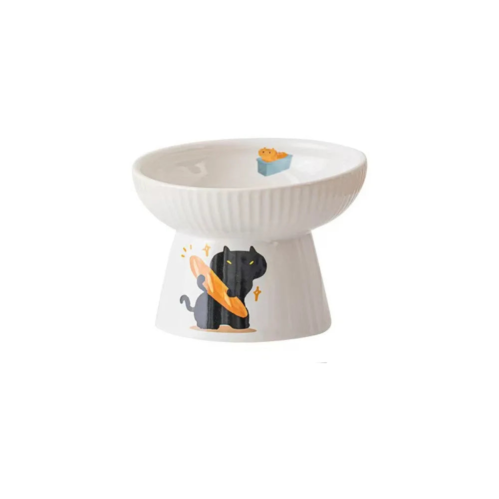 Cute Ceramic Cat Bowl Non-Slip