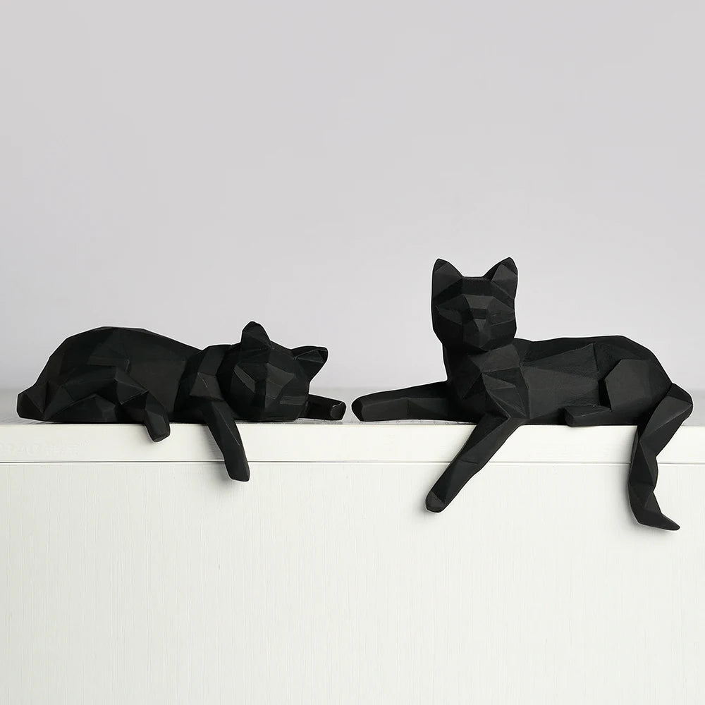 Set of Cat Sculptures Geometric