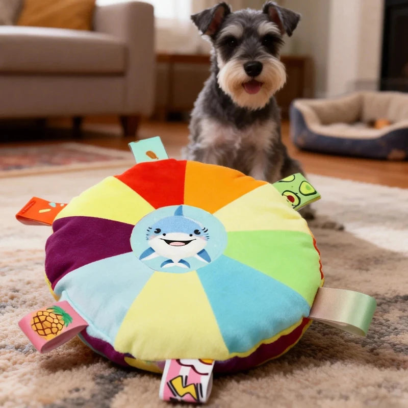 Rainbow Plush Bell Disc Dog Toy