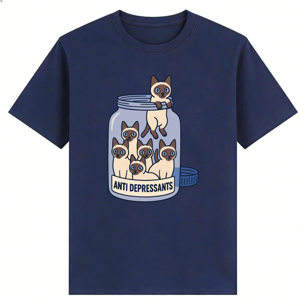 Siamese Cat Jar "Anti Depressants" Cotton Shirt