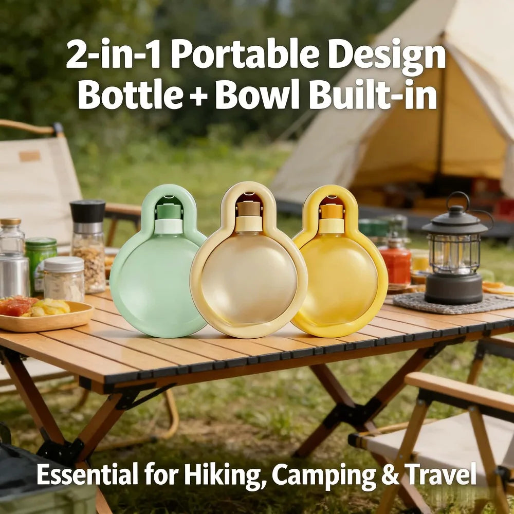 500 ml Portable Pet Water Bottle with Integrated Bowl